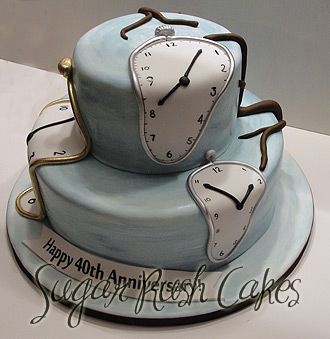 Clock Birthday Cake, Clock Cakes Ideas, Surreal Food, Clock Cake, Cutie Cake, Dali Clock, Tiny Cakes, Food Artists, Big Cakes