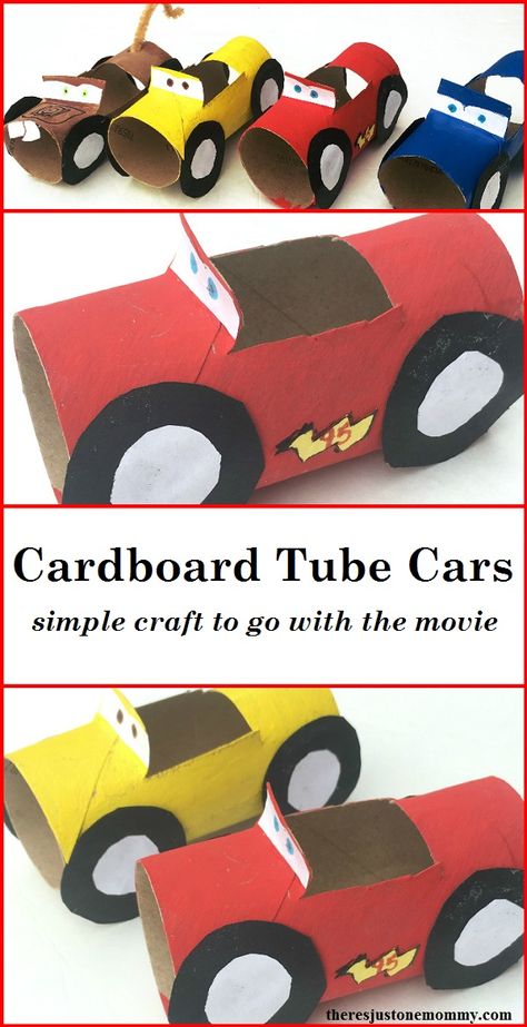 Cars Craft, Cardboard Tube Crafts, Flash Mcqueen, Disney Cars Movie, Movie Crafts, Transportation Crafts, Car Craft, Simple Craft, Aktivitas Montessori