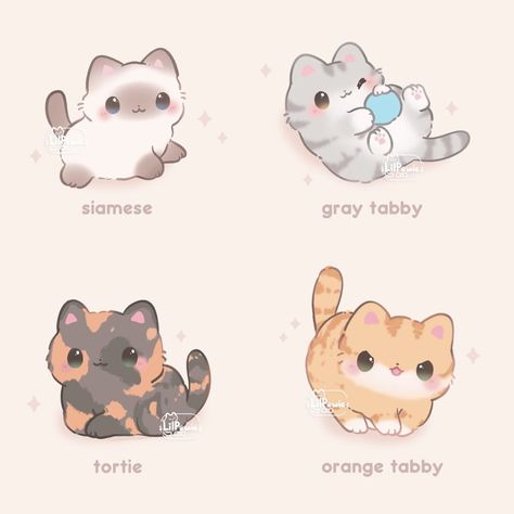 credit: @lilpawie on ig | #tags - cute cat art kitty art cutiefied cat art lilpawie cute animal pets drawings kitty breed art siamese gray tabby orange tabby tortie Cat Paw Drawing, Chubby Animals, Gato Ragdoll, Paw Drawing, Kitten Drawing, Chibi Cat, Gato Anime, Draw Cute, Cat Doodle