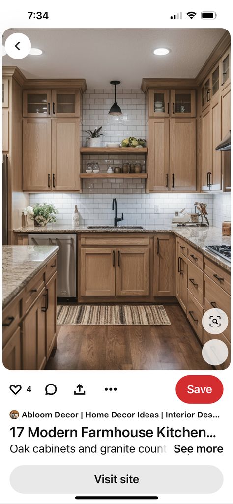 Backsplash With Light Brown Cabinets, Maple Wood Cabinets Kitchen, Kitchen Ideas Light Brown Cabinets, Brown Oak Kitchen Cabinets, Kitchen Ideas With Wood Cabinets, Light Brown Cabinets Kitchen, Dark Wood Floors In Kitchen, Kitchen Ideas Wood Cabinets, Wooden Cabinets Kitchen