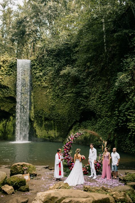 Tibumana Waterfall Tibumana Waterfall, Wedding Waterfall, Waterfall Elopement, Exotic Wedding, Wedding Halo, Waterfall Wedding, Wedding Spot, Bali Wedding, Elopement Locations