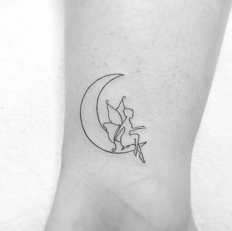 Fairy And Moon Tattoo Designs, Angel On The Moon Tattoo, Moon With Fairy Tattoo, Fairy On The Moon Tattoo, Looking At The Moon Tattoo, Person Sitting On Moon Tattoo, Fairy On A Moon Tattoo, Moon Dance Tattoo, Moon Angel Tattoo