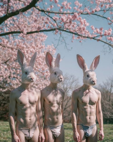 Not your typical bunnies... #madewithai #aiart #aiartist #aiartcommunity #hellospring Cute Masks Aesthetic, Cute Mask Aesthetic, Madison Aesthetic, Awesome Paintings, Creepy Masks, Mask Aesthetic, Bunny Man, Art Eras, Cute Masks