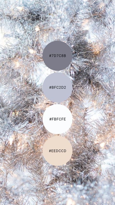 Silver Wedding Color Palette, Silver Wedding Color Scheme, Christmas 2024 Color Palette, Metallic Silver Color Palette, Silver Pallete Color, New Years Eve Color Palette, Elegant Colour Combinations, White Silver Color Palette, Silver Color Combinations