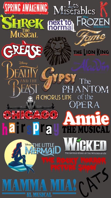 Musical Logos Broadway, Musical Theatre Lyrics, Musicals Aesthetic Broadway, Musical Theatre Aesthetic Broadway, Musicals Wallpaper, Musicals Aesthetic, Broadway Bedroom, Musical Theatre Aesthetic, Broadway Wallpaper