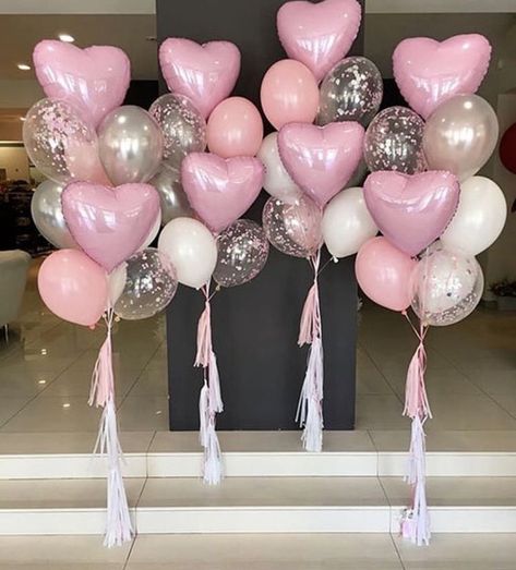 Pink Helium Balloons, Pink And Silver Birthday Party, Pink Balloon Bouquet, Rapunzel Birthday Cake, Hello Kitty Birthday Theme, Birthday Toast, Baby Shower Girl Diy, Sweet Sixteen Birthday Party Ideas, Girly Birthday Party