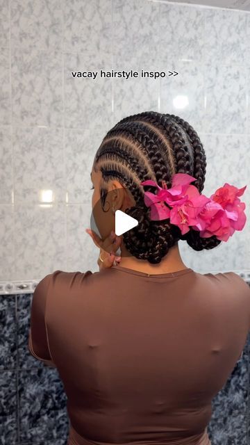 Michi ♡ on Instagram: "save for your next tropical vacay 🌺  #stitchbraids #hairstyle #hairinspo #vacation #braids #curlyhair #curlygirl #naturalhair #protectivestyles #explorepage" Easy Quick Braided Hairstyles With Weave Braids, Mixed Girl Hairstyles Braids, Black Girls Hairstyles For Kids Braids, Easy Black Hairstyles Braids, Hair Styles Braids Kids, Braided Hairstyles For Vacation, Quick Vacation Hairstyles Black, Braids For The Beach, Simple Quick Braided Hairstyles