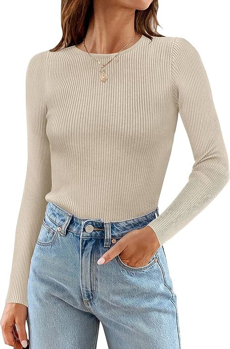 Reinvent your wardrobe with our extra cozy knit top. Featuring a crewneck and ribbed detailing, long sleeve, tight fit, classic solid color, simple but cute, is perfect to wear solo or as a layering piece with an cardigan or jacket. Fall Clothes, Ribbed Knit Sweater, Basic Tee, Knit Sweater, Ribbed Knit, Long Sleeve, Autumn Clothes