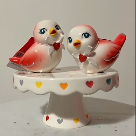 2024 Target Valentine’s Ceramic Vintage Style Retro Love Bird Set (Heart Stand Not Included) Target Valentines, European Pottery, Vintage Knick Knacks, Cool Lighters, Retro Love, Vegas Elopement, Ceramic Vintage, Vintage Figurines, Retro Valentines