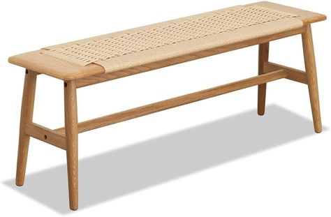 Amazon.com: HOYOC 32" Rattan Bench, 100% Solid Oak Wood Bench with Solid Structure of Chair Legs and Hand Woven Bench Surface Design for Bedroom End of Bed,Kitchen, Foyer, Easy to Assemble : Home & Kitchen Boho Bench, Small Entryway Bench, Woven Bench, Rattan Bedroom, Wood Dining Bench, Natural Bedroom, Rustic Bench, Small Bench, End Of Bed Bench