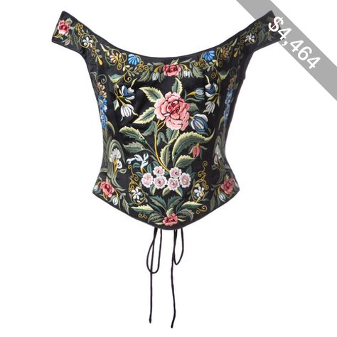 Eavis & Brown bardot tapestry embroidery bustier Corsette Tops, Corsets Tops, Tapestry Embroidery, Chica Punk, Embroidery Shirts, Embroidered Corset, Silk Crop Top, Top Bustier, Top Corset