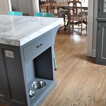 Kitchen Island Nook Pet Food Station Design Ideas Island Storage Ideas, Kitchen Island Storage Ideas, Pet Food Area, Pet Food Station, Diy Food Storage, Dog Station, Dog Food Station, Island Storage, Kitchen Island Storage