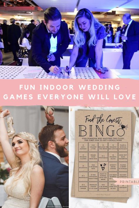 Indoor Wedding Games Guests Will Actually Want to Play - Fun Party Pop Wedding Indoor Activities, Wedding Reception Games Indoor, Wedding Indoor Games, Funny Wedding Activities, Wedding Activities For Guests Indoor, Indoor Wedding Games For Guests, Indoor Wedding Reception Games, Indoor Wedding Activities, Wedding Games For Reception Indoor