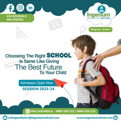 Choosing the right school is same like giving the best future to your child. School Admission Creative Ads, Preschool Creative Ads, School Creative Ads, Banner Sekolah, Cocktail Invite, Remarks For Report Card, Preschool Posters, School Ads, Children's Day Poster