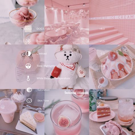 #vsco #vscofilter #babypink #pink #filterfree #photographytips #ideas #aesthetic #m Cloth Names, Pink Vsco Filter, Ali Express Finds, Pastel Plants, Picture Filters, Filter Settings, Insta Feed Aesthetic, Ice Cream Museum, Chocolate Aesthetic