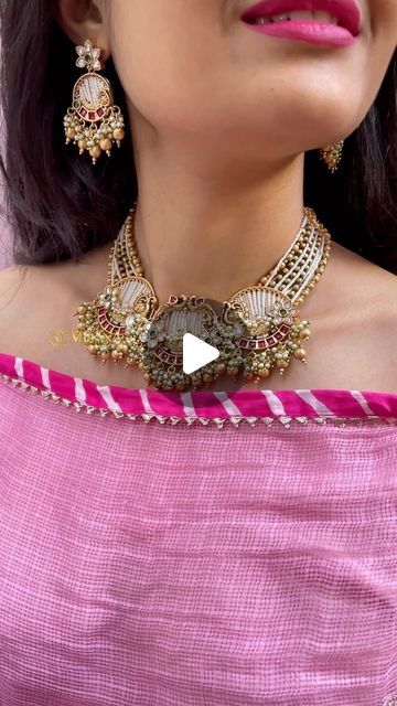 Mirana on Instagram: "Phulkari Multi Antique Designer Necklace Set 😍  Love for designer jewellery is an addiction 😍  For more details click the link in bio or visit our website www.miranajewels.com.  Also you can DM or reach us @+919413563838  #miranabymegha #diamondjewellery #latestjewellery #trendyjewelry #americandiamondjewellery #weddingjewellery #tyaanijewellery #reelsinstagram #reelitfeelit #trendingreels #jaipurjewellery #mjnecklace #reelkarofeelkaro #trending# Parineeti Wedding Jewellery, latestjewellery, Wedding Jewellery  Copy and Paste below link ##https://miranajewels.com/product/phulkari-multi-antique-designer-necklace-set/#" Latest Diamond Necklace Designs, Latest Bridal Jewellery Designs, Crystal Neckless, Trending Jewellery, American Diamond Jewellery, Set Love, Antique Jewellery Designs, Diamond Necklace Designs, Antique Bridal Jewelry