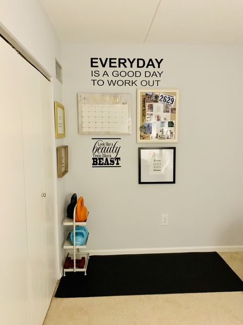 #pelotonbikenook #bedroomworkoutcorner #workoutcorner Workout Corner Ideas In Bedroom, Bedroom Workout Corner, Exercise Corner In Bedroom, Small Workout Corner, Workout Stations At Home, Pilates Corner At Home, Fitness Corner At Home, Workout Area In Bedroom, Workout Corner In Bedroom