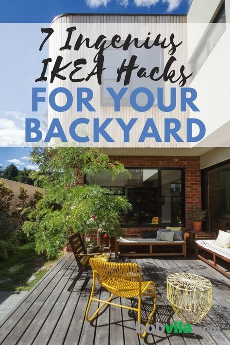 Check out these creative ways to flip IKEA furniture for your backyard. | 7 Ingenious IKEA Hacks for Your Backyard Ikea Hacks Outdoor Patio, Ikea Yard Ideas, Ikea Porch Ideas, Outdoor Ikea Furniture, Ikea Patio Hacks, Outdoor Ikea Hacks, Ikea Landscaping, Ikea Garden Ideas, Ikea Outdoor Kitchen Hack