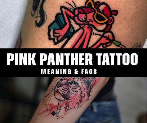 What is the significance of the pink panther tattoo? Pink Panther Tattoo, Panther Tattoo Meaning, Panther Tattoo Design, Hammerhead Shark Tattoo, Harley Quinn Tattoo, The Pink Panther, Panther Tattoo, Text Tattoo, Shark Tattoos