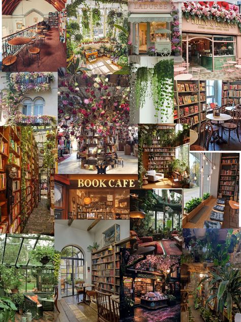 Flower Book Cafe, Bookshop Coffee Shop, Flower Cafe Aesthetic, Bookstore Cafe Flower Shop, Cafe Bookstore Aesthetic, Book Cafe Aesthetic, Business Assessment, Floral Cafe, Coffee Cafe Interior