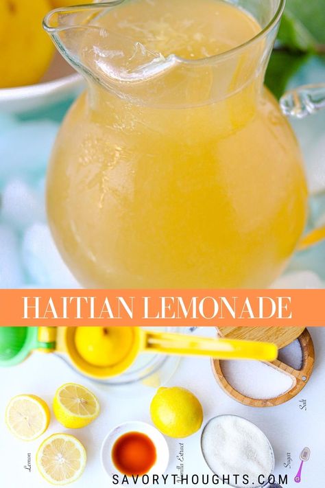 Homemade Lemonade Recipes, Iced Drinks Recipes, Tea Drink Recipes, Drink Recipes Nonalcoholic, Haitian Food Recipes, Lemonade Drinks, Refreshing Drinks Recipes, Fruity Drinks, Homemade Lemonade