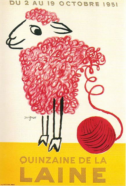 Savignac - 1951 advert for wool Sheep Art, Knitting Humor, Vintage Advertising Posters, Knit Art, Arte Popular, E Bay, Vintage Poster, Vintage Graphics, Vintage Advertisements