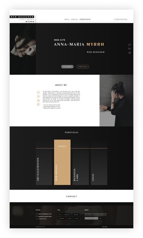 Web-site UI/UX Design Landing | Portfolio Black Gold White Color Palette, Luxury Ppt Design, Ui Ux Designer Portfolio, Figma Portfolio, Black Thoughts, Company Magazine, Ui Portfolio, Web Portfolio, Company Portfolio