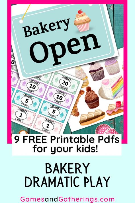 Dramatic Play Printables Free, Bakery Printables, Bakery Dramatic Play, Dramatic Play Centers Preschool, Play Bakery, Play Menu, Pretend Play Printables, Play Printables, Dramatic Play Themes