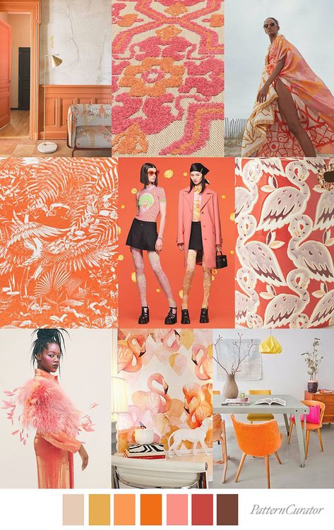 Pattern Curator, Flamingo Fashion, Flamingo Color, Mood Colors, Color Trends Fashion, Textile Pattern Design, Color Balance, Mood Board Fashion, Print Trends