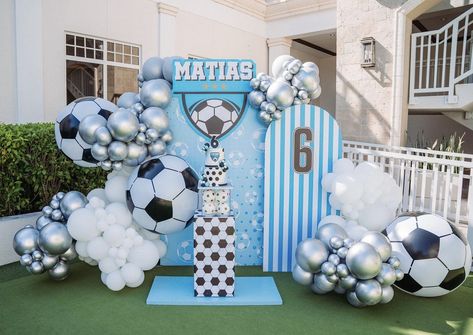 Argentina Soccer Theme Birthday Party, Messi Party Decorations, Argentina Birthday Party, Soccer Birthday Theme, Spa Birthday Cake, Messi Birthday, Soccer Party Decorations, Soccer Birthday Parties, Soccer Theme