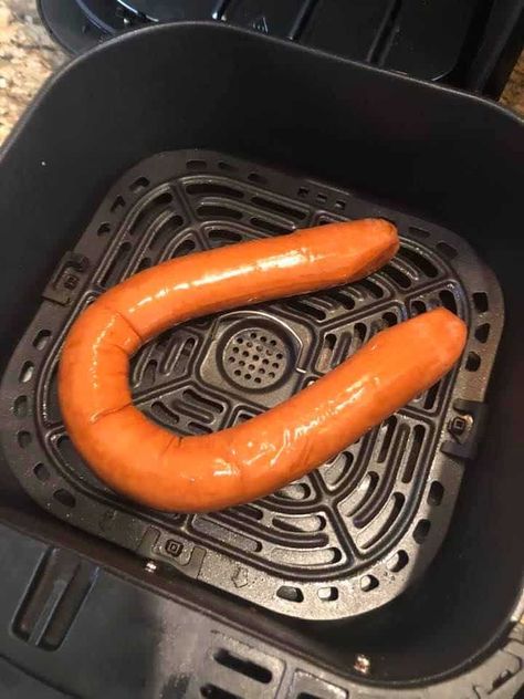 Air Fry Kielbasa, Air Fry Smoked Sausage, Turkey Sausage Air Fryer, Smoked Sausage In The Air Fryer, Air Fryer Smoked Sausage Recipes, Fork To Spoon Air Fryer Recipes, Air Fryer Polish Sausage, Kielbasa In Air Fryer, Air Fryer Smoked Sausage