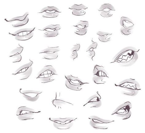 Lips Picture, Drawing Face Expressions, Mouth Drawing, Seni Dan Kraf, Tutorials Drawing, Lips Drawing, Drawing Expressions, Anatomy Drawing, Anime Drawings Tutorials