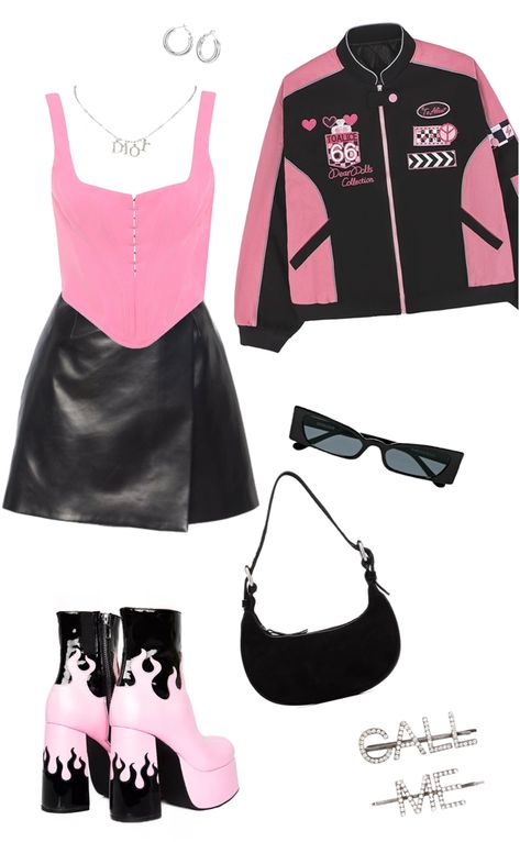 black pink outfit ideas | Pink With Black Outfit, Black Pink Inspired Outfits, Black Pink Outfit Ideas, Black And Pink Outfit Ideas, Black Pink Outfits, Pink And Black Outfit Ideas, Black Pink Outfit, Ateez Outfits, Black And Pink Outfit