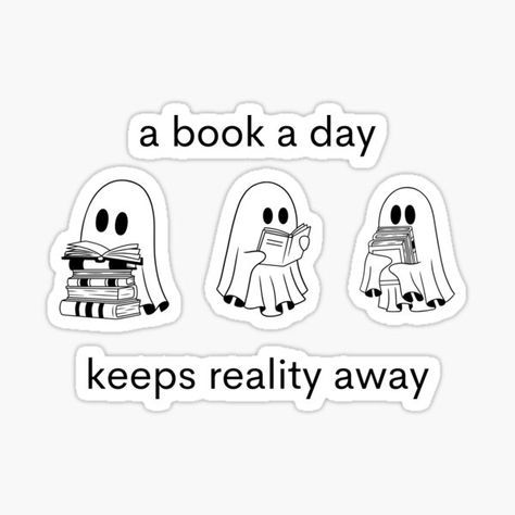 this ghost reading a book sticker is a great gfit for readers and bookworm book lovers Ghost With Book Tattoo, Ghost Reading A Book Tattoo, Book Doodles, Sticker Board, Kindle Stickers, Book Reading Journal, Ghost Reading, Stickers Handmade, Ghost Books