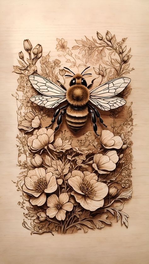 Wood Burning Writing, Bee Wood Burning, Bee Art Drawing, Bee Pyrography, Free Wood Burning Patterns Printables, Pyrography Signs, Wood Burning Ideas, Pyrography Pen, Pyrography Ideas