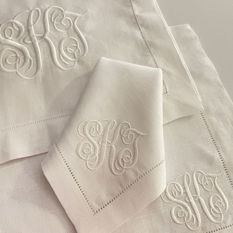 Description Sizes Care Sferra Festival 100% hemstitched linen napkins, placemats, cocktail napkins, table cloths and table runners. Tablecloths are monogrammed in one corner. Table runners are monogrammed on each end. Custom sizes available. Prices below include the base monogram with adjustments for decorative monograms. Allow 2-3 weeks for production. Note: 6x6 Cocktail Napkin Colors are available in : White, Oyster, Butter, Black, Chocolate, Cinnabar, Curry, Emerald, Grey, Kiwi, Lilac, Natura Monogrammed Cocktail Napkins, Monogram Napkins Embroidery, Monogram Napkins Wedding, Monogrammed Napkins Linen, Monogram Cocktail Napkins, Monogram Napkins, Fall Monograms, Monogrammed Wedding Napkins, Square Placemats