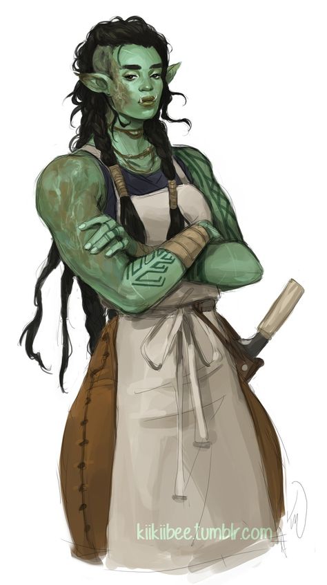 ArtStation - DnD. Sosh, Kii Weatherton Dnd Butcher Npc, Butcher Oc Design, Female Orc Character Design, Orc Male Character Design, Dnd Orc Male, Half Orc Character Design, Half Orc Male Character Design, Butcher Character Design, Dnd Npc Characters