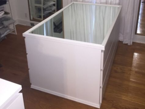 Hollywood Glam Mirrored Dresser Island Ikea Hack Wardrobe Island, Diy Dressing Room Island, Dressing Room Island Diy Ikea Hacks, Ikea Hack Closet Island, Ikea Closet Island Hack, Diy Closet Island Ikea Hacks, Dressing Room Island Ideas, Closet Island Ideas Ikea Hacks, Closet Island Diy