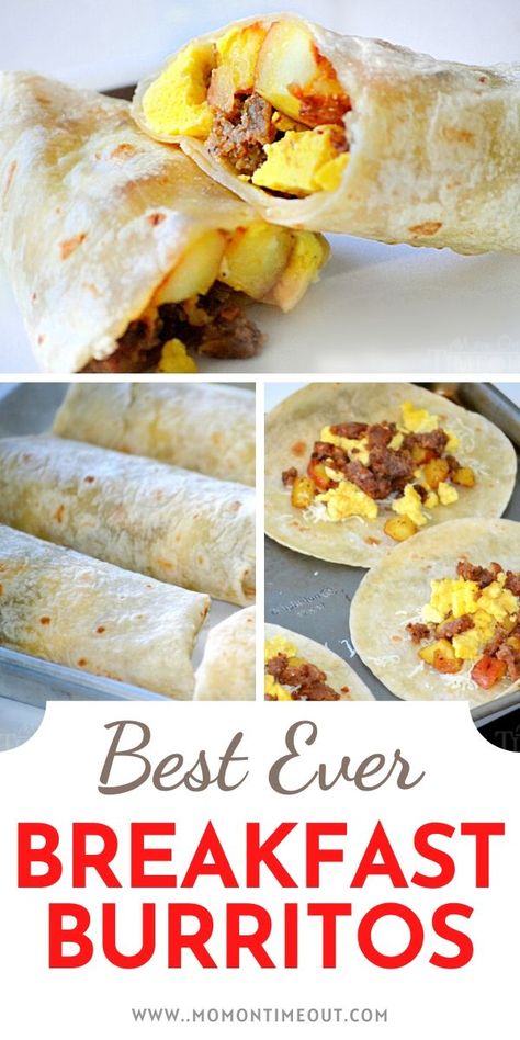 Egg And Potato Breakfast Burrito, Breakfast Burritos For A Crowd, Best Breakfast Burritos, Easy Breakfast Burritos, Breakfast Burritos Frozen, Mom On Timeout, Breakfast Burritos Recipe, Breakfast Burrito, Burritos Recipe