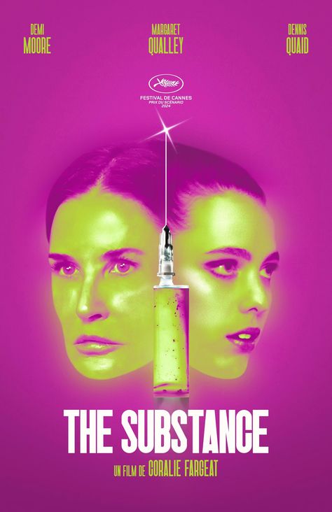 THE SUBSTANCE (2024) poster design by Julie Ealet Movie Hacks, Margaret Qualley, Movie Website, Septième Art, Best Horror Movies, Movie Posters Design, Anthony Hopkins, Thriller Movies, Horror Movie Posters