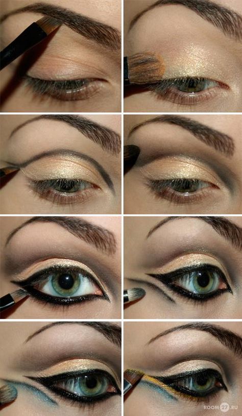 Cleopatra eyes Cleopatra Make-up, Mermaid Eye Makeup, Egyptian Eye Makeup, Cleopatra Makeup, Theater Makeup, Mermaid Eyes, Egyptian Makeup, Make Up Designs, Egyptian Eye