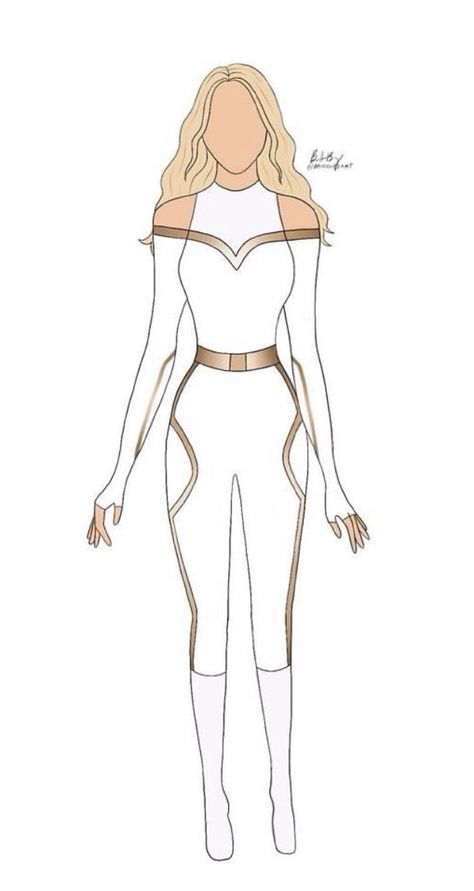 White Hero Outfit Female, Superhero Clothes Drawing, Superhero Drawing Ideas Character Design, White Hero Outfit, Women Superhero Costumes Drawing, White And Gold Superhero Suit, Clothing Sketches Female, Women Superhero Suit Ideas, Super Hero Outfits For Women Drawing