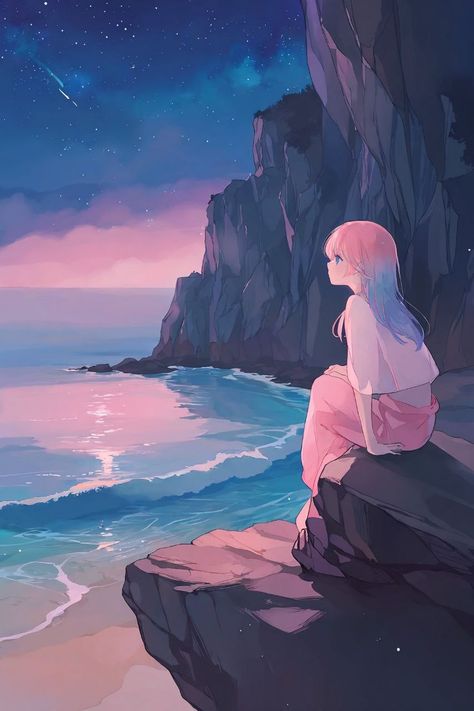 Ocean Anime, Digital Painting Ideas, Blonde Anime, Splash Images, Ocean Girl, Illustration Art Drawing, Surrealism Painting, Fantasy Images, Ocean Vibes