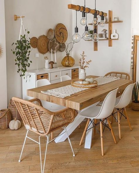 Scandi Boho Dining Room, Comedor Boho Chic, Boho Dinning Tables, Casa Estilo Boho Chic, Sims 4 Cc Boho Dining Room, Boho House, Estilo Boho, Dining Set, House Inspiration