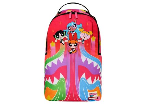 Check out the Sprayground x Power Puff Girls Sharkmouth Flying Trails Busting Out (DLXSR) Backpack Pink/Multi available on @StockX Omega Snoopy, Converse X Cdg, Jordan 1 Green, Sprayground Backpack, Pretty Backpacks, Painting Backpack, Spray Ground, North Face 1996, The North Face 1996