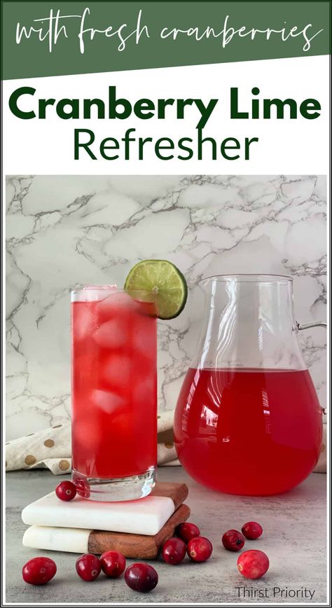 This cranberry lime refresher is a refreshing drink made with fresh cranberries and lime juice. It's perfect for a holiday party or any time. Cranberry Water, Kid Drinks Recipes, Cranberry Juice Benefits, Cranberry Drinks, Mocktail Drinks, Fresh Cranberry, Healthy Woman, Clean Eating For Beginners, Clean Eating Dinner