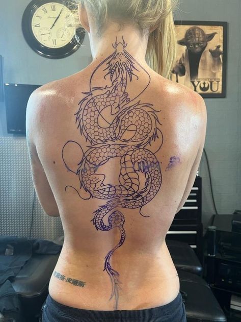 Dragon Tattoo Back, 42 Tattoo, Red Dragon Tattoo, Chinese Dragon Tattoos, Japanese Dragon Tattoo, Back Piece Tattoo, Dragon Tattoo For Women, Spine Tattoos For Women, Dragon Tattoo Designs