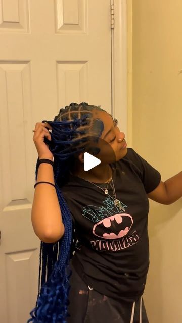 JordynStylez on Instagram: "I mean what’s life without a pop of color 😍😍😍 • • Blue Small full knotless  • •  • #smalllknotless #fullbraids #smallbraids #knotlessbraids #bluehair #bluehaircolor #cute #jordynnstylezz #summerhairstyles #summerstyles #bookthelook #lilrae #badwrist #prettygirls #cutegirl #jordynnstylezz #bookthelook💋 #popofcolor #blue #beautiful #toocute" Blue Boho Knotless Braids, Hairstyles For Small Knotless Braids, Blue Boho Braids, Blue Goddess Braids, Blue Knotless Braids, Boho Braided Hairstyles, Small Knotless, Bts Hairstyle, Small Braids