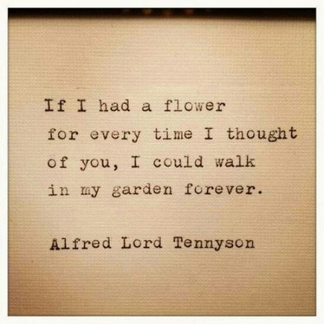 If friends were flowers, I'd pick you Alfred Lord Tennyson, Fina Ord, I Think Of You, Cute Love Quotes, Quotable Quotes, My Garden, Typewriter, Famous Quotes, The Words