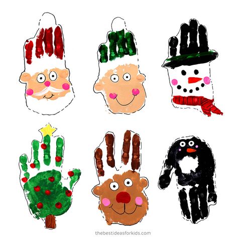 Handprint Art Christmas, Santa Handprint, Hand Print Art, Reindeer Handprint, Handprint Christmas Tree, Christmas Handprint Crafts, Christmas Handprint, Handprint Ornaments, Halloween Crafts Preschool